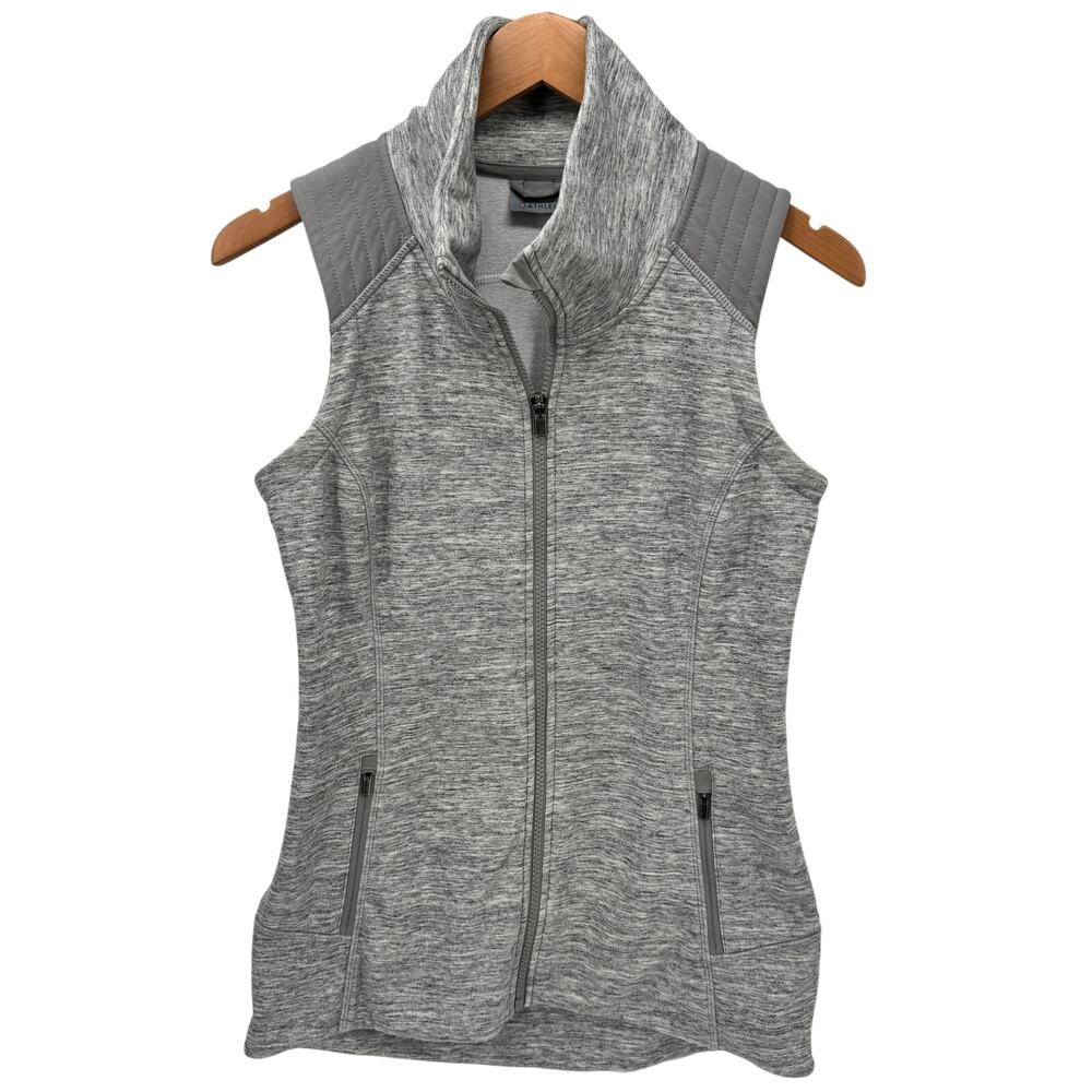 Athleta Jacket Womens XS Gray Stronger Vest Fleece Lined‎ Full Zip Activewear